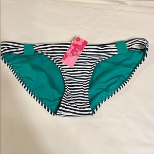 Xhilaration Black and Teal Striped Bikini Bottoms